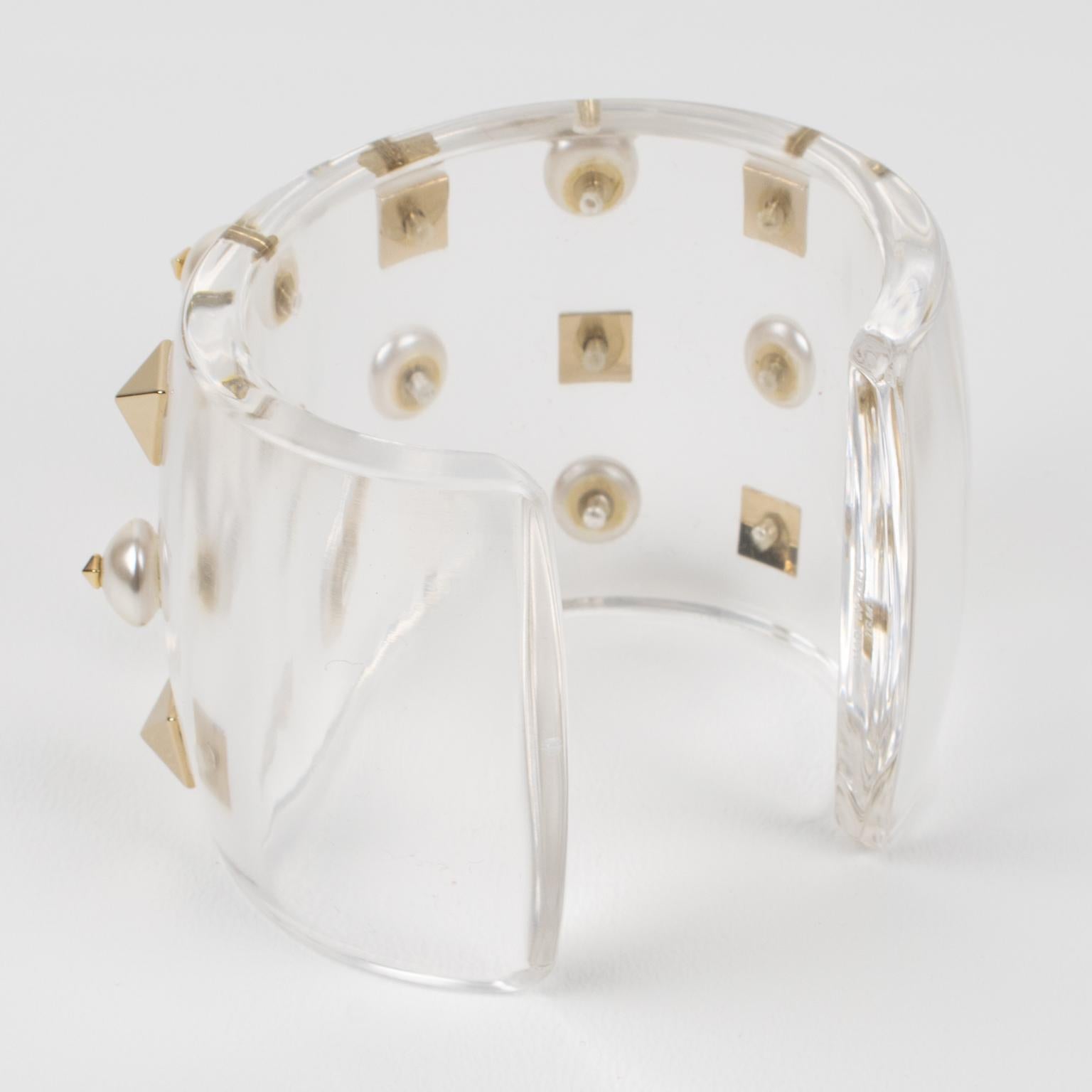 Women's or Men's Valentino Garavani Jeweled Acrylic Resin Cuff Bracelet Bangle For Sale