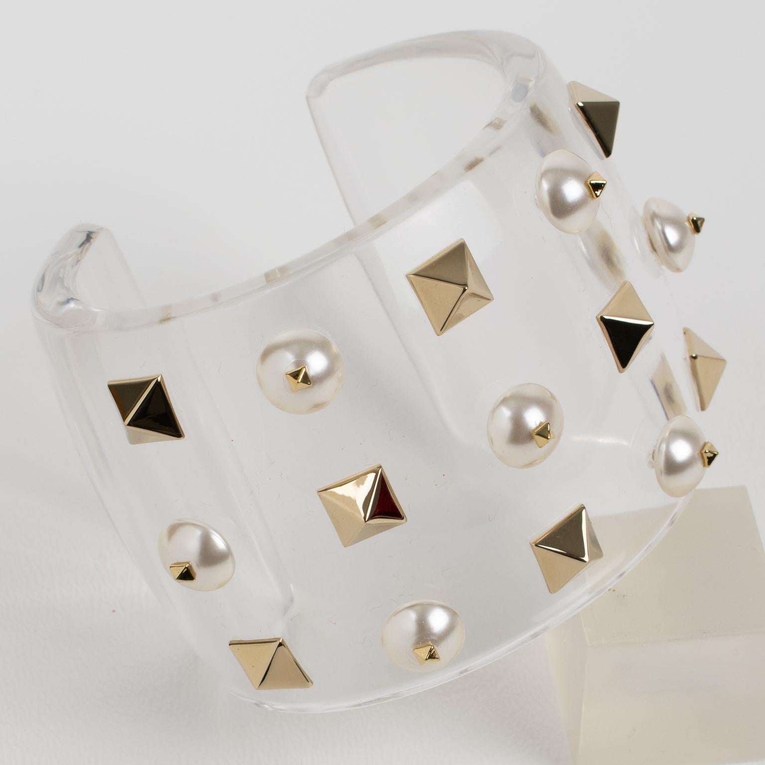 Valentino Garavani Jeweled Acrylic Resin Cuff Bracelet Bangle For Sale 1