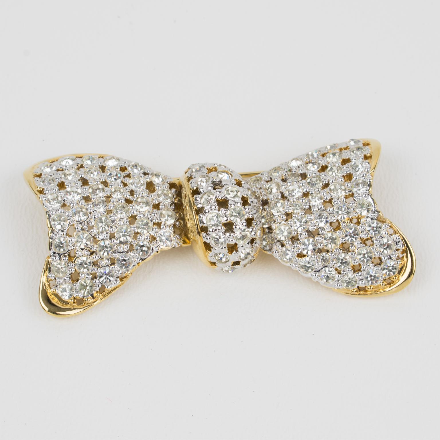 Modern Valentino Garavani Jeweled Bowtie Pin Brooch For Sale