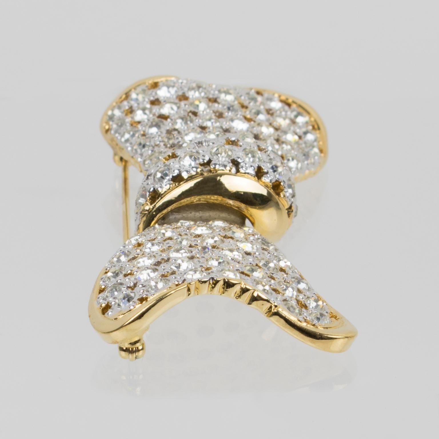 Valentino Garavani Jeweled Bowtie Pin Brooch For Sale 1