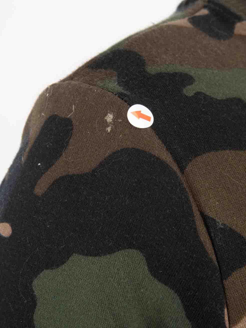 Valentino Garavani Khaki Camouflage Distressed Sweatshirt Size XS In Excellent Condition In London, GB