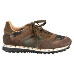 Valentino Garavani Khaki Camouflage Print Trainers Size IT 38