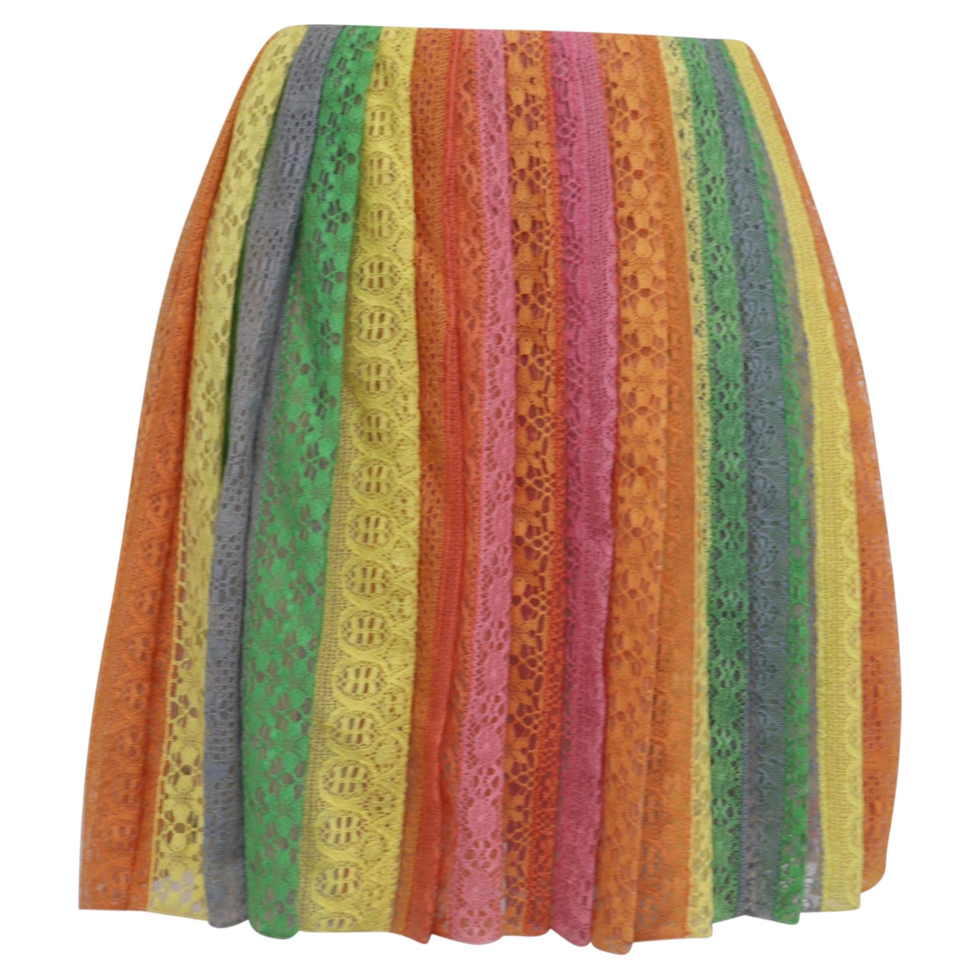 Minifalda de encaje de Valentino Garavani en algodón multicolor en venta