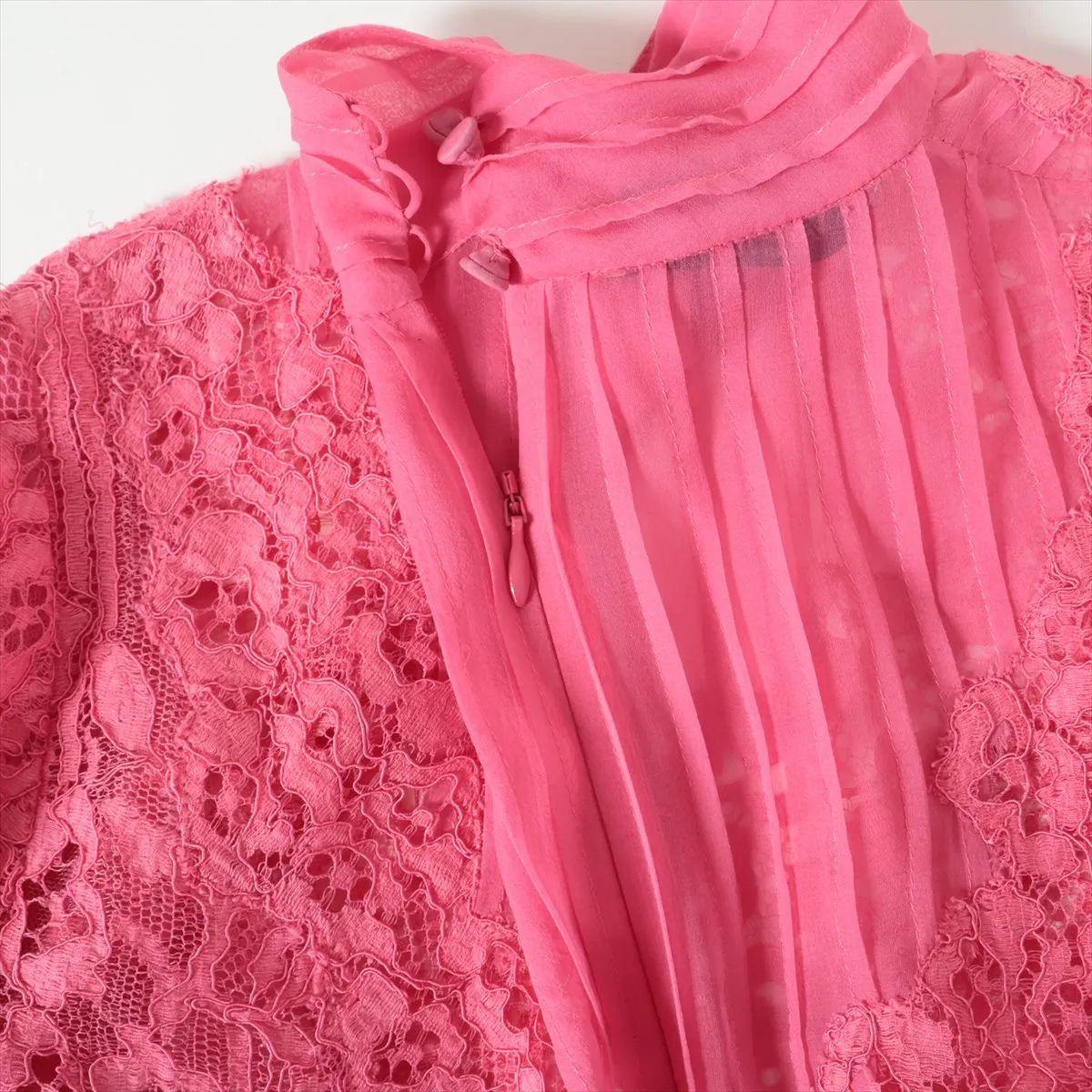 Women's Valentino Garavani Lace See-through Longsleeve Blouse Pink For Sale