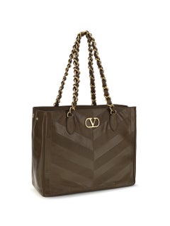 Valentino Garavani Laseine Chevron Shoulder Bag — Brown