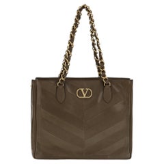 Valentino Garavani Laseine Chevron Shoulder Bag — Brown