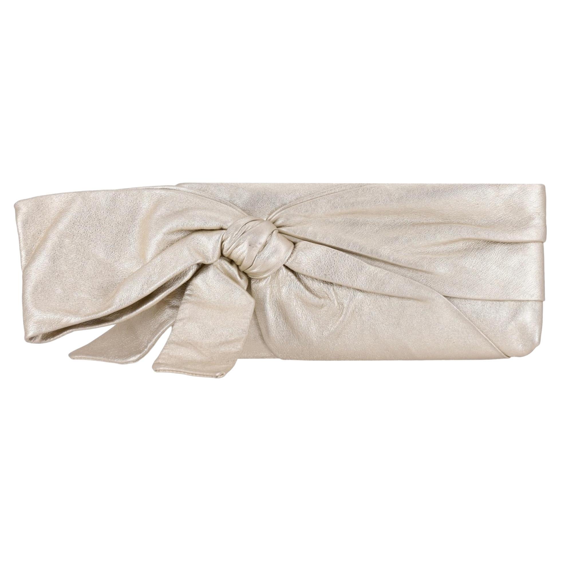 Valentino Garavani Leather Bow Clutch For Sale