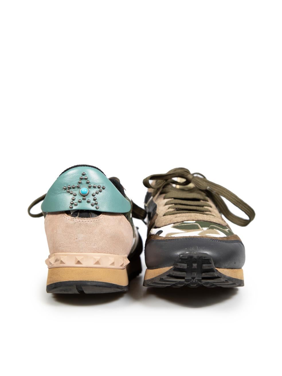 Valentino Garavani Leder Camouflage Rockrunner Turnschuhe Größe IT 40 (Braun) im Angebot
