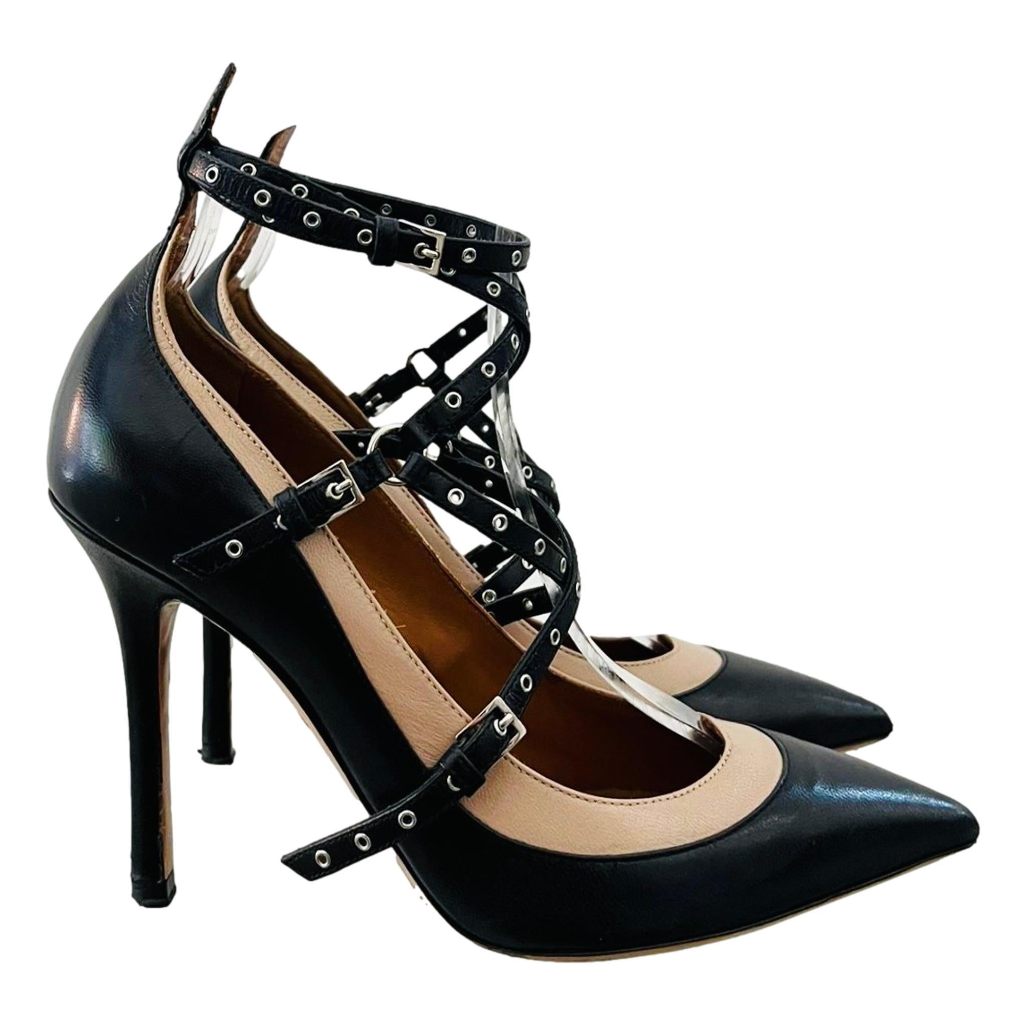 Black Valentino Garavani Leather Love Latch Heels For Sale
