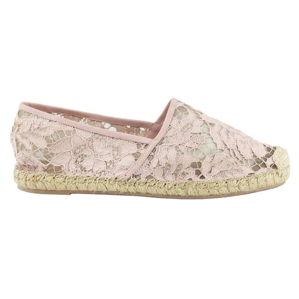 Valentino Garavani Leather Trimmed Lace Espadrilles