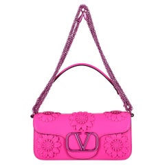 Valentino Garavani Loco Flower Appliqué Leather Shoulder Bag