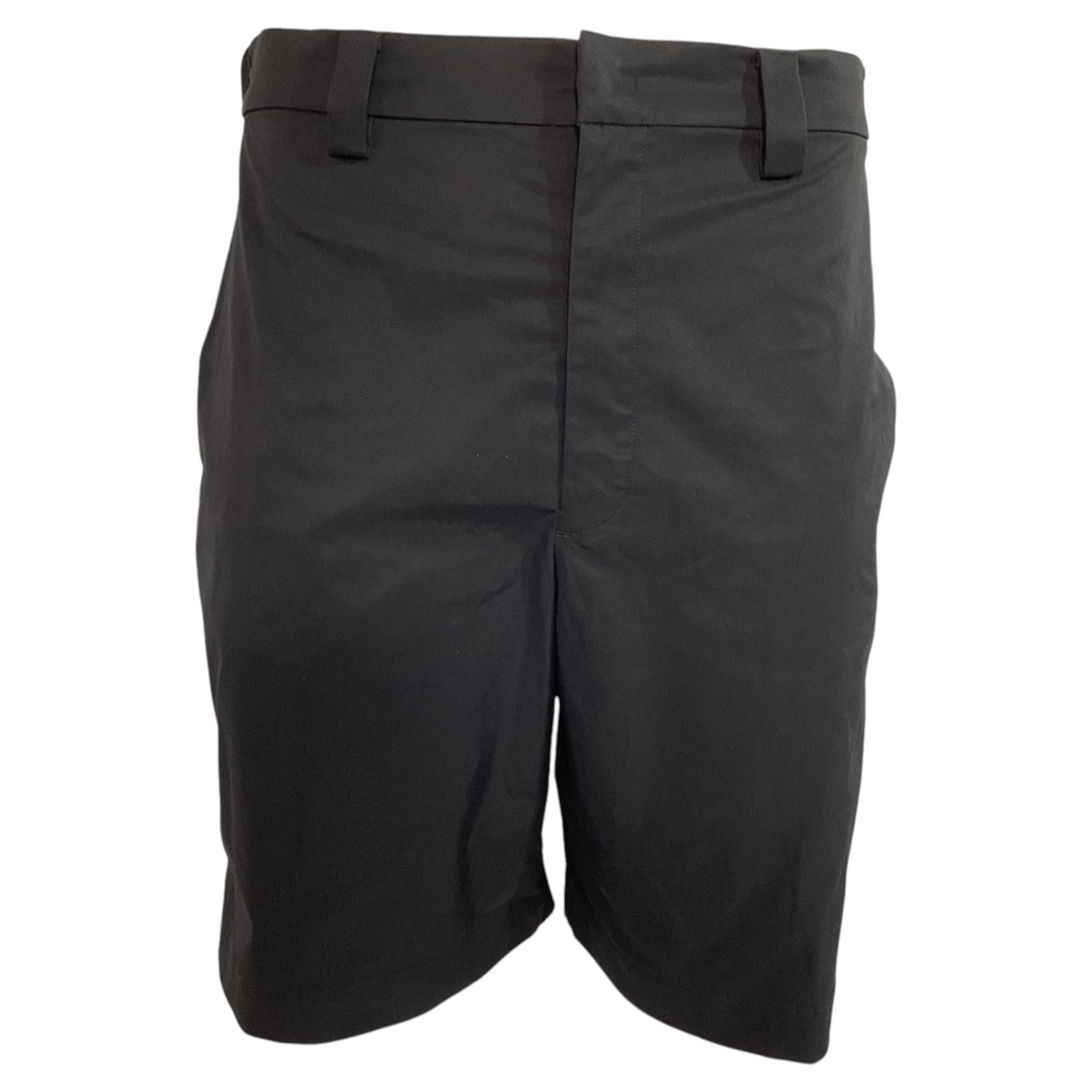 Valentino Garavani Logo Patch Bermuda Shorts in Black Polyester For Sale