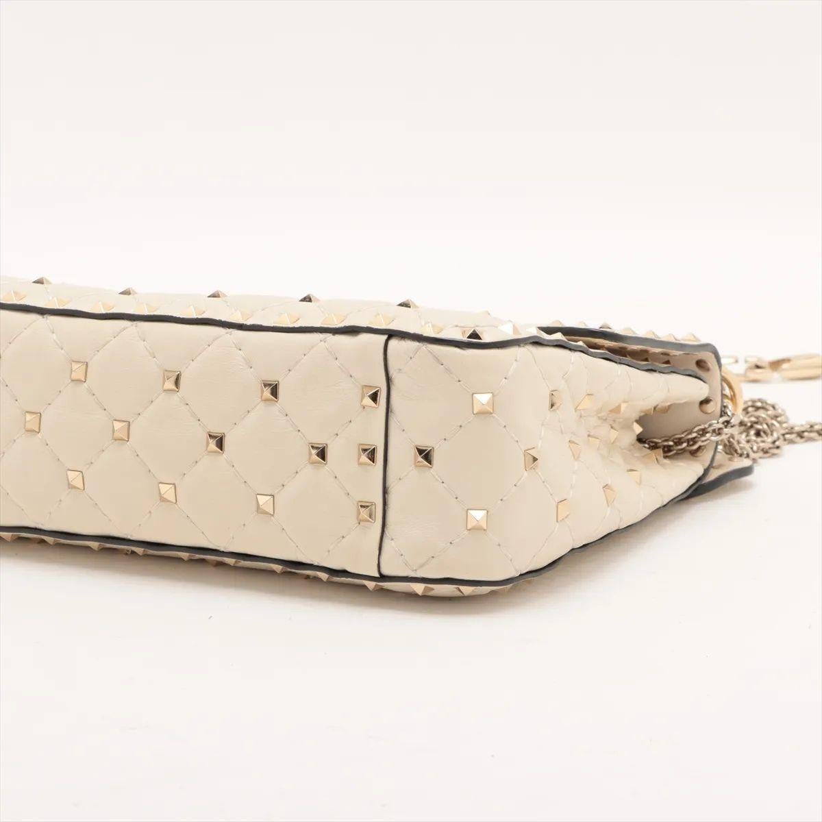 Valentino Garavani Matelasse Rockstud Leder Zwei-Wege-Ketten-Umhängetasche Beige Damen im Angebot