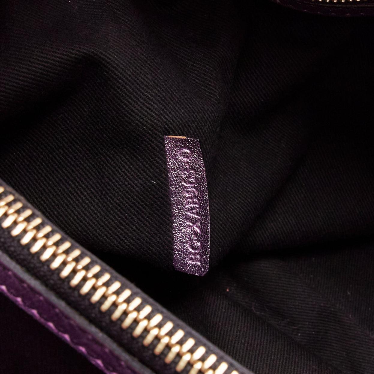 VALENTINO GARAVANI metallic purple leather bow detail hobo tote bag For Sale 6