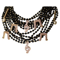Valentino Garavani Music Note Crystal Multi-Strand Beaded Necklace