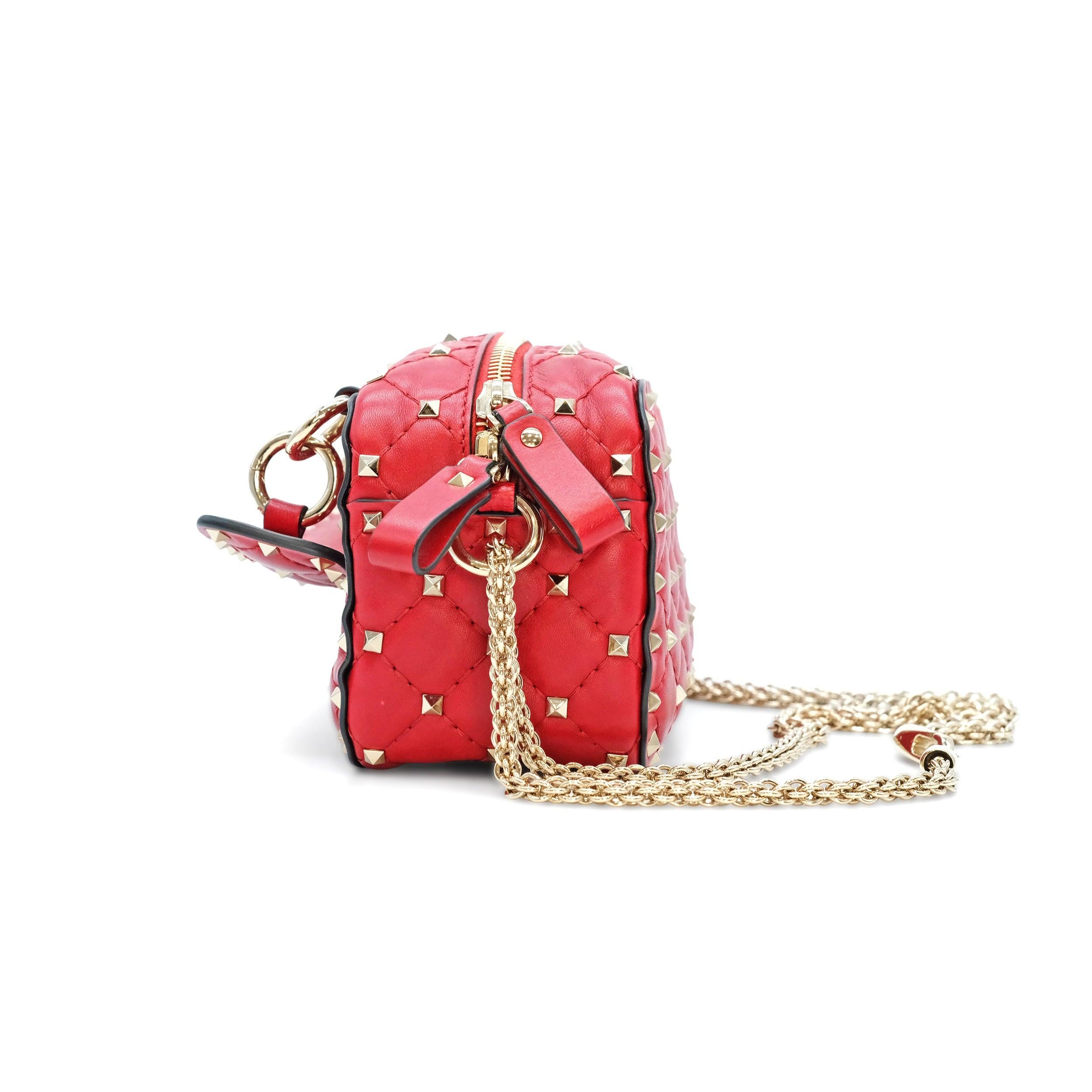 Pink Valentino Garavani Nappa Rockstud Spike Camera Bag - '20s
