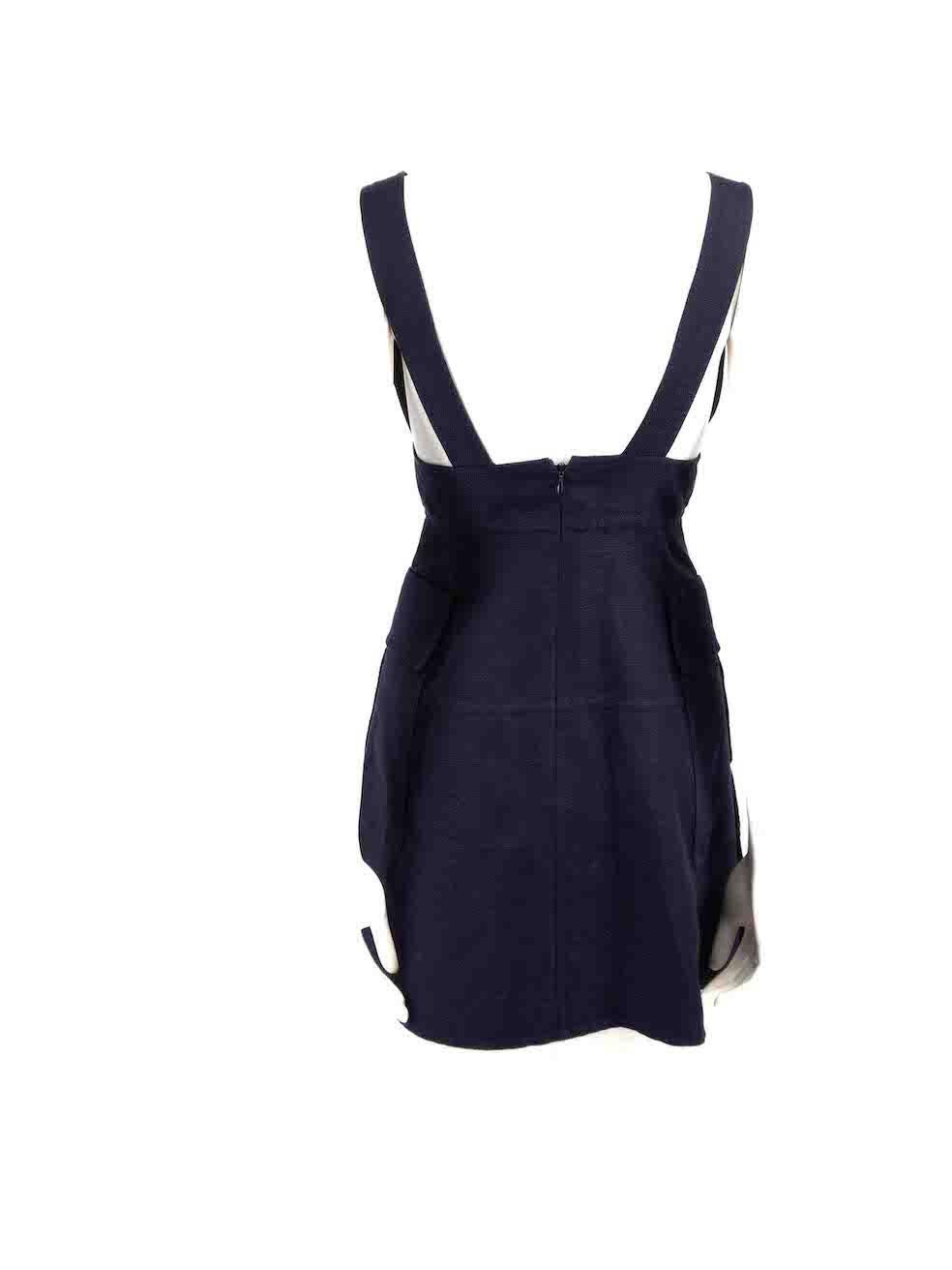 Valentino Garavani Navy Plunge Neck Mini Dress Size XS In Good Condition For Sale In London, GB