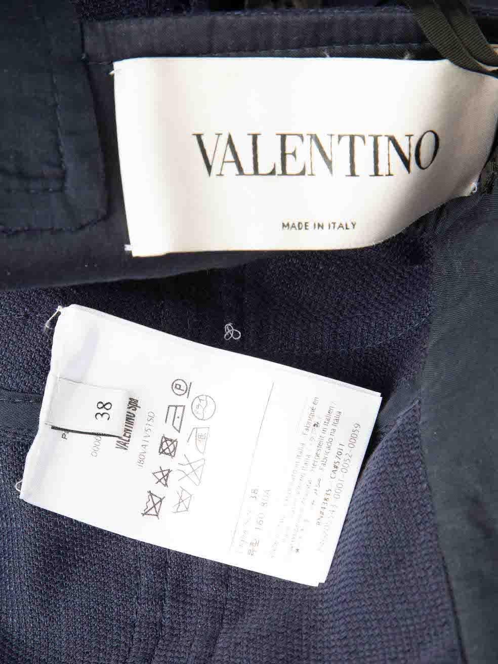 Women's Valentino Garavani Navy Plunge Neck Mini Dress Size XS For Sale