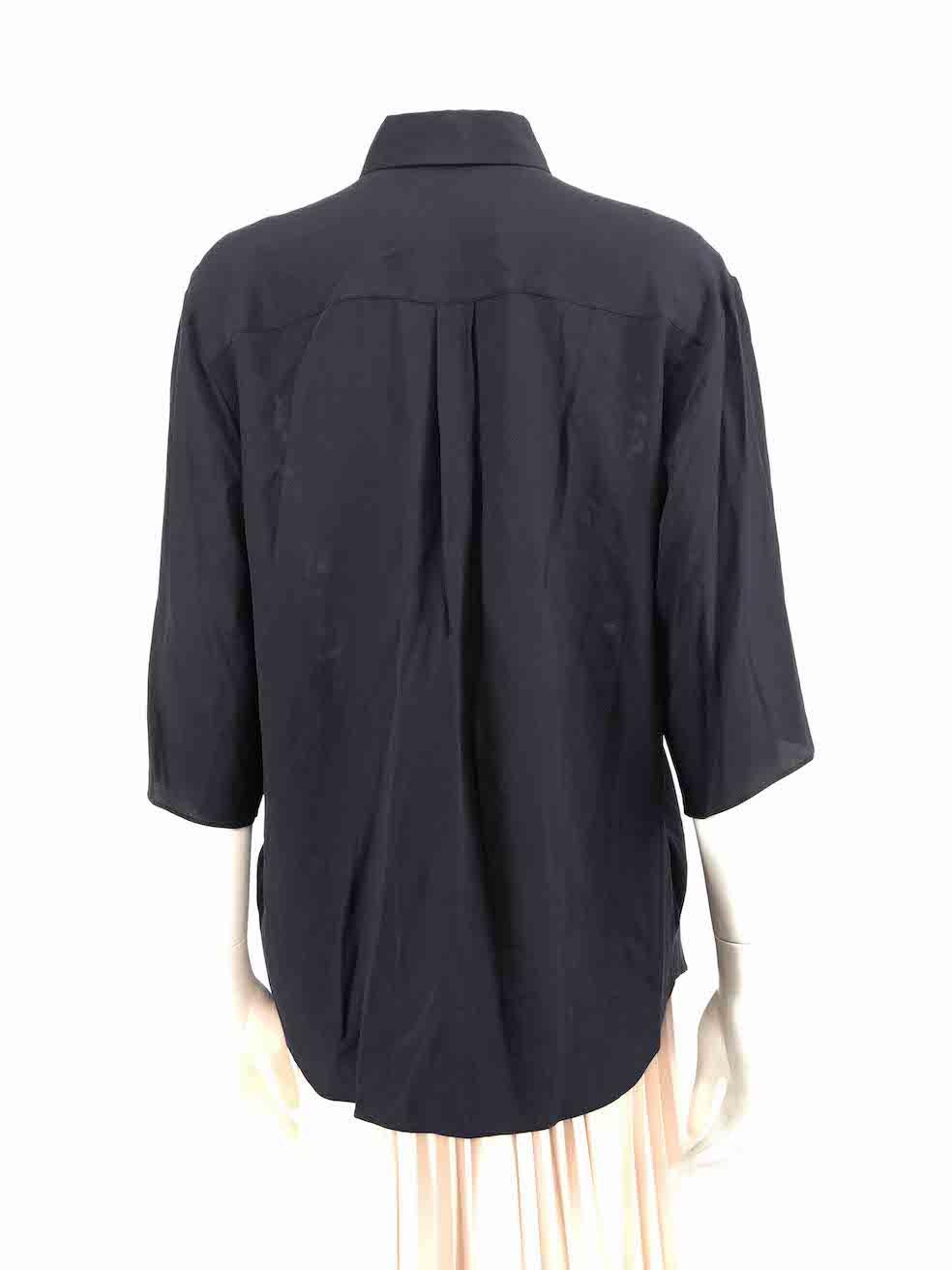 Black Valentino Garavani Navy Silk Lace Panelled Blouse Size L