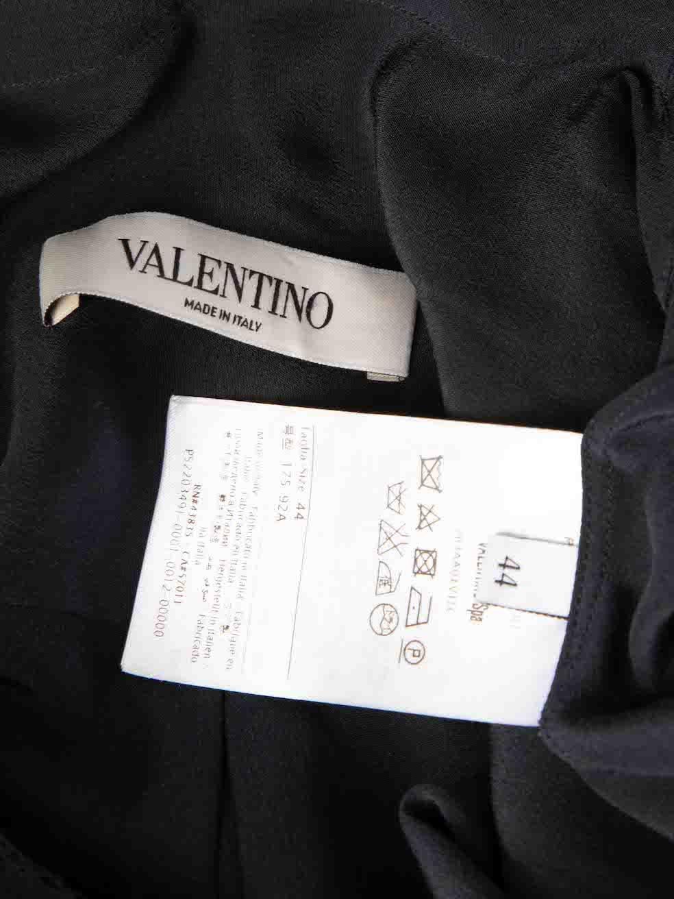 Valentino Garavani Navy Silk Lace Panelled Blouse Size L In Excellent Condition In London, GB