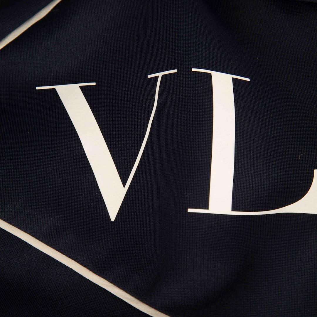 Black Valentino Garavani Navy VLTN Hooded Zip Up Dress Size S For Sale