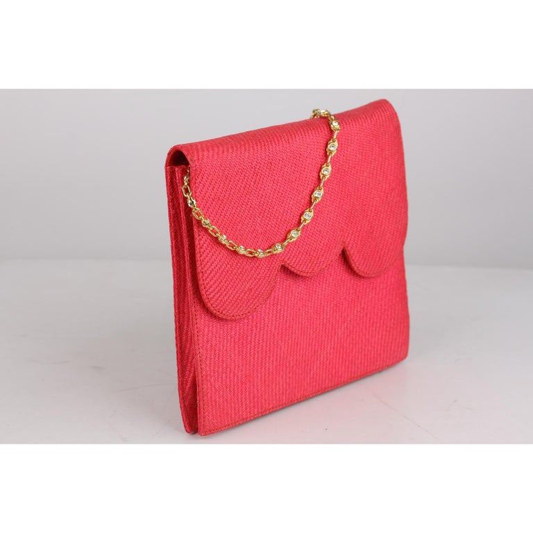 Valentino Garavani Night Vintage Hot Pink Raffia Evening Bag For Sale