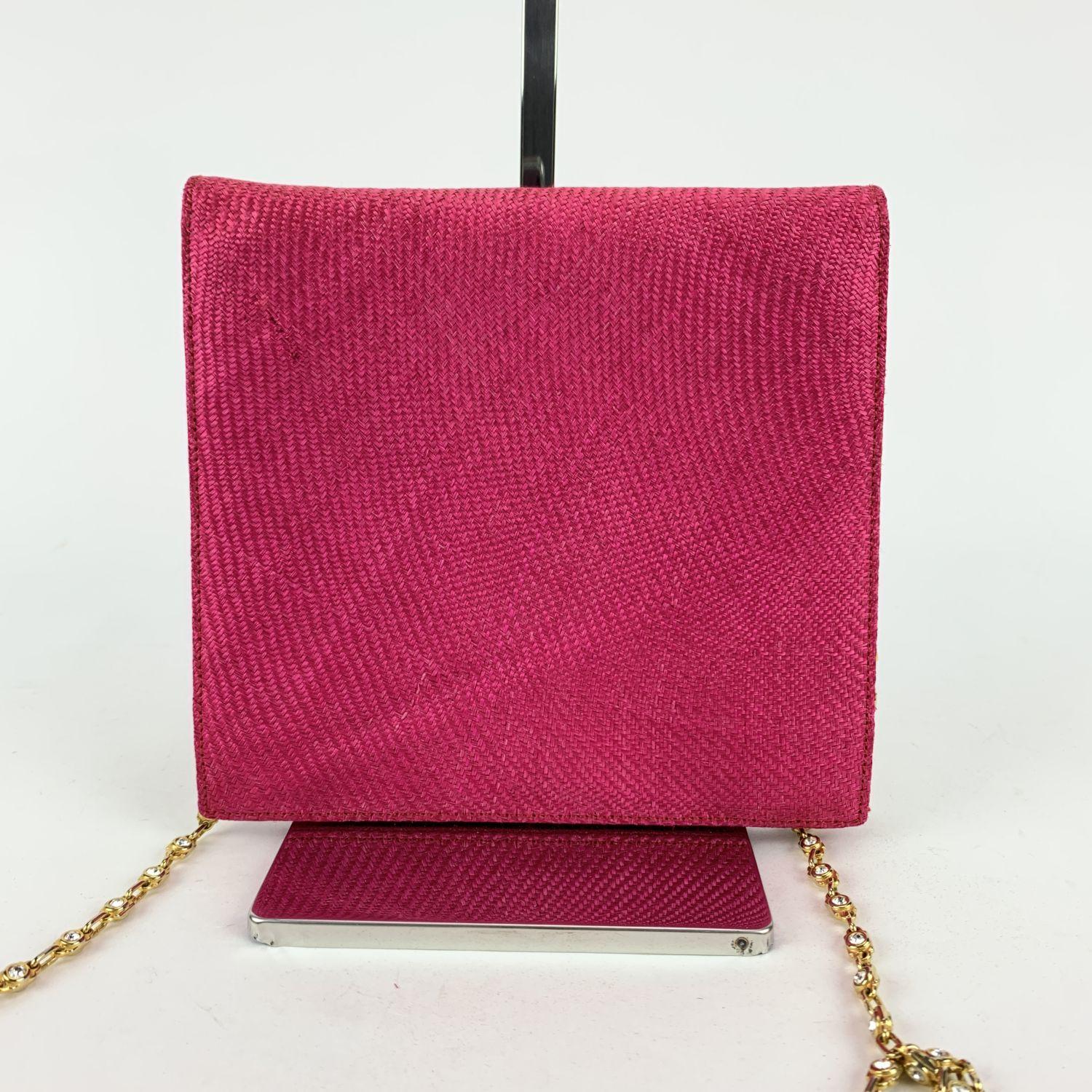 Women's Valentino Garavani Night Vintage Hot Pink Raffia Evening Bag