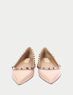 Valentino Garavani Nude Patent Leather Rockstud Ballet Flats - EU 37.5