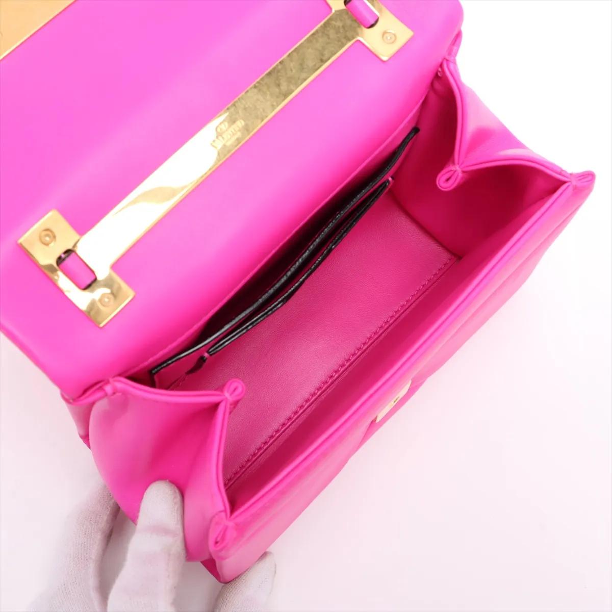 Valentino Garavani - Sac à main à deux volets à un seul clou - Rose en vente 5