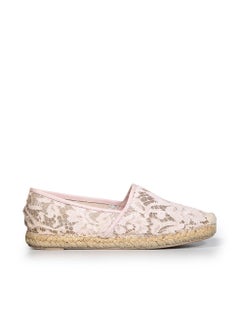 Valentino Garavani Pink Lace Slip On Espadrilles Size IT 37