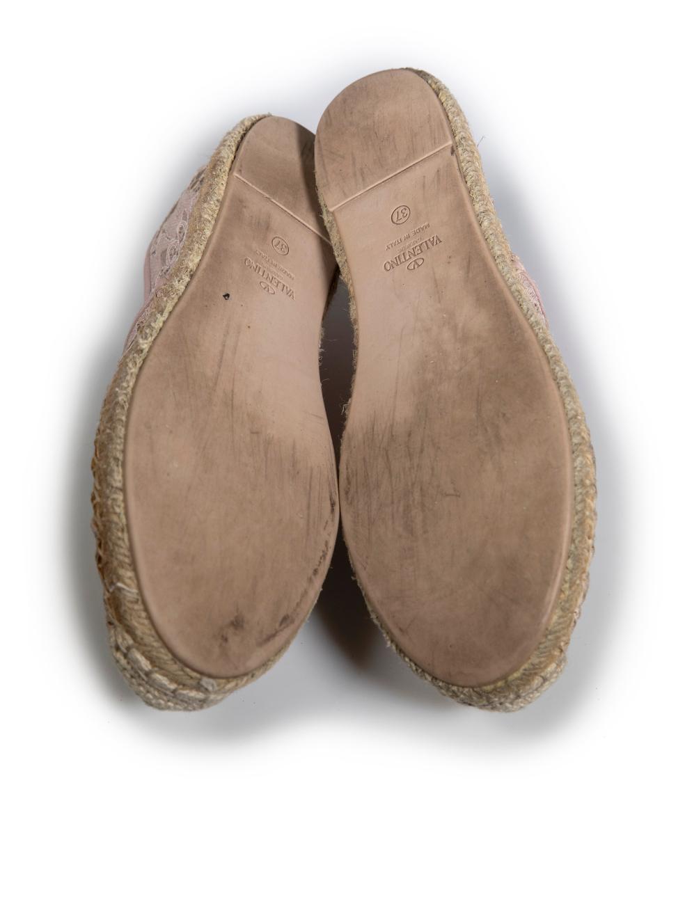 Valentino Garavani Alpargatas Slip On de encaje rosa Talla IT 37 en Bueno estado para la venta en London, GB