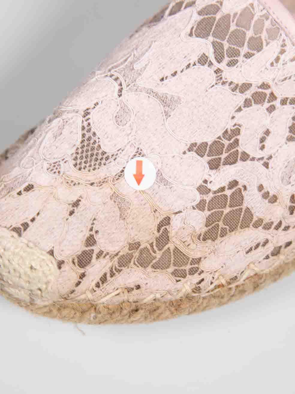 Valentino Garavani Pink Lace Slip On Espadrilles Size IT 37 For Sale 1