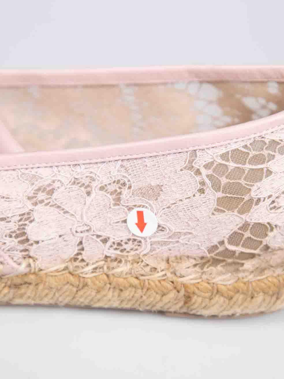 Valentino Garavani Pink Lace Slip On Espadrilles Size IT 37 For Sale 3