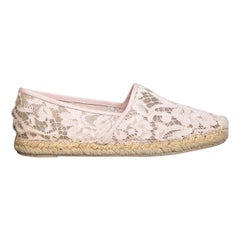 Valentino Garavani Pink Lace Slip On Espadrilles Size IT 37