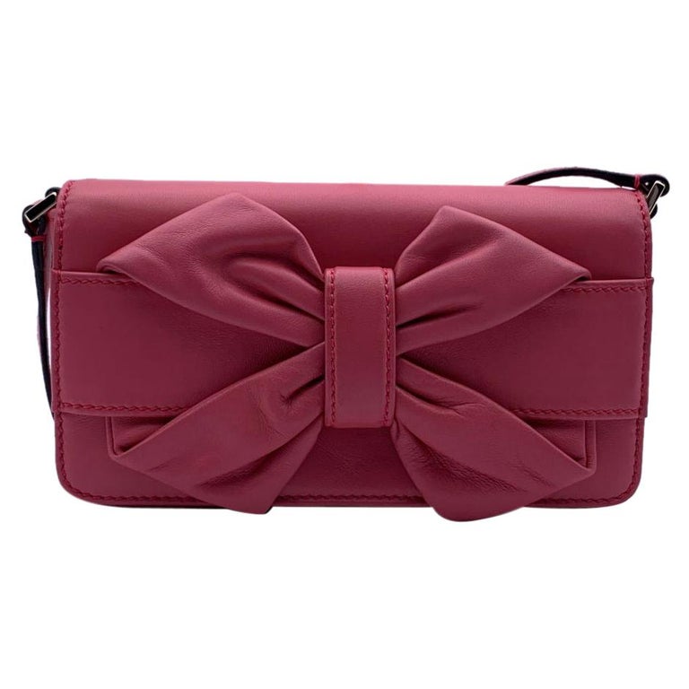 Valentino Garavani Pink Leather Bow Shoulder Bag For Sale at