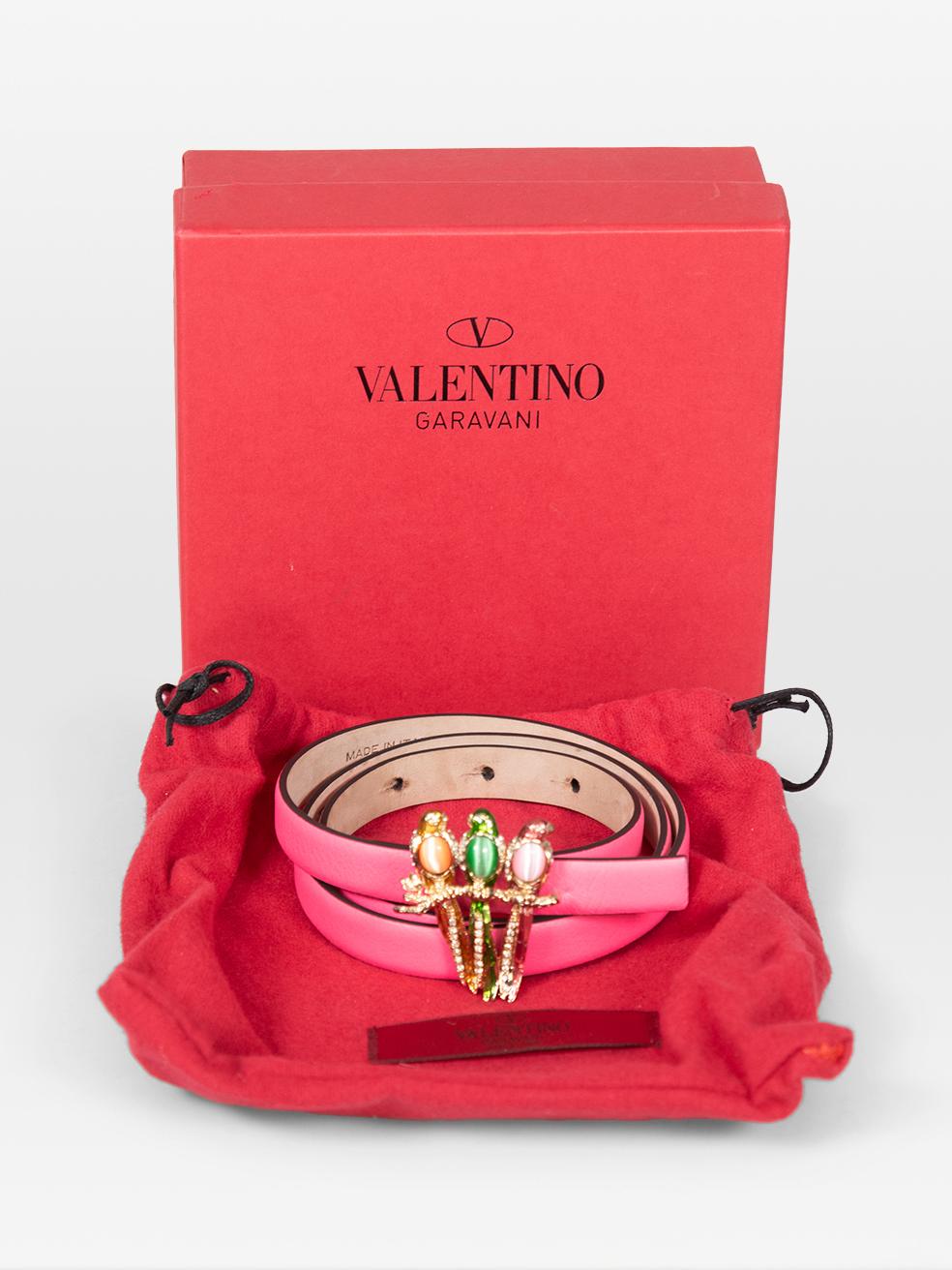 Valentino Garavani Pink Leather Parakeet Buckle Belt For Sale 6
