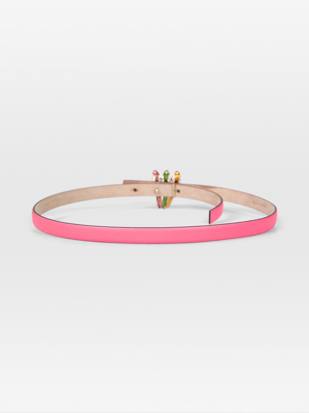 Valentino Garavani Pink Leather Parakeet Buckle Belt In Good Condition For Sale In London, GB