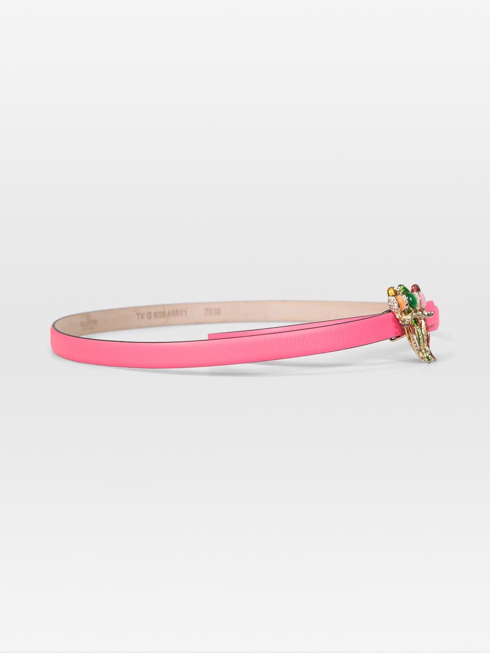 Rosa Valentino Garavani Cintura con fibbia a forma di parrocchetto in pelle rosa in vendita