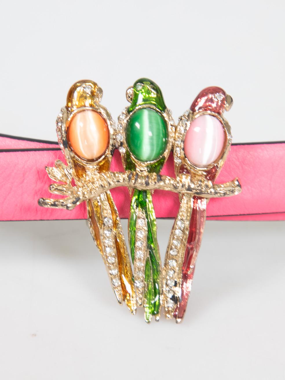 Women's Valentino Garavani Pink Leather Parakeet Buckle Belt For Sale