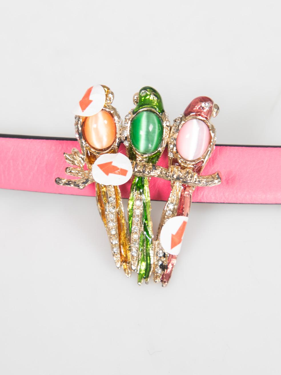 Valentino Garavani Pink Leather Parakeet Buckle Belt For Sale 5