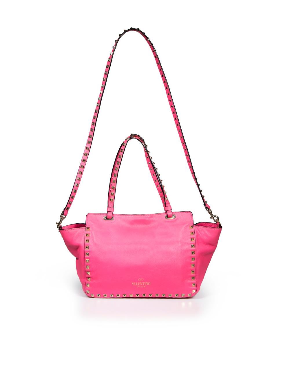 Valentino Garavani - Petit sac cabas trapèze Rockstud en cuir rose Bon état - En vente à London, GB