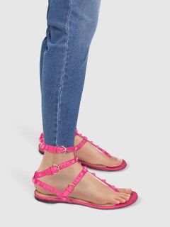 Valentino Garavani Pink Leather Stud Thong Sandals Size IT 36.5