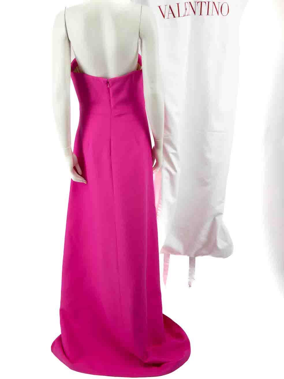 Valentino Garavani Pink PP Notched Neckline Wool Gown Size M In New Condition For Sale In London, GB