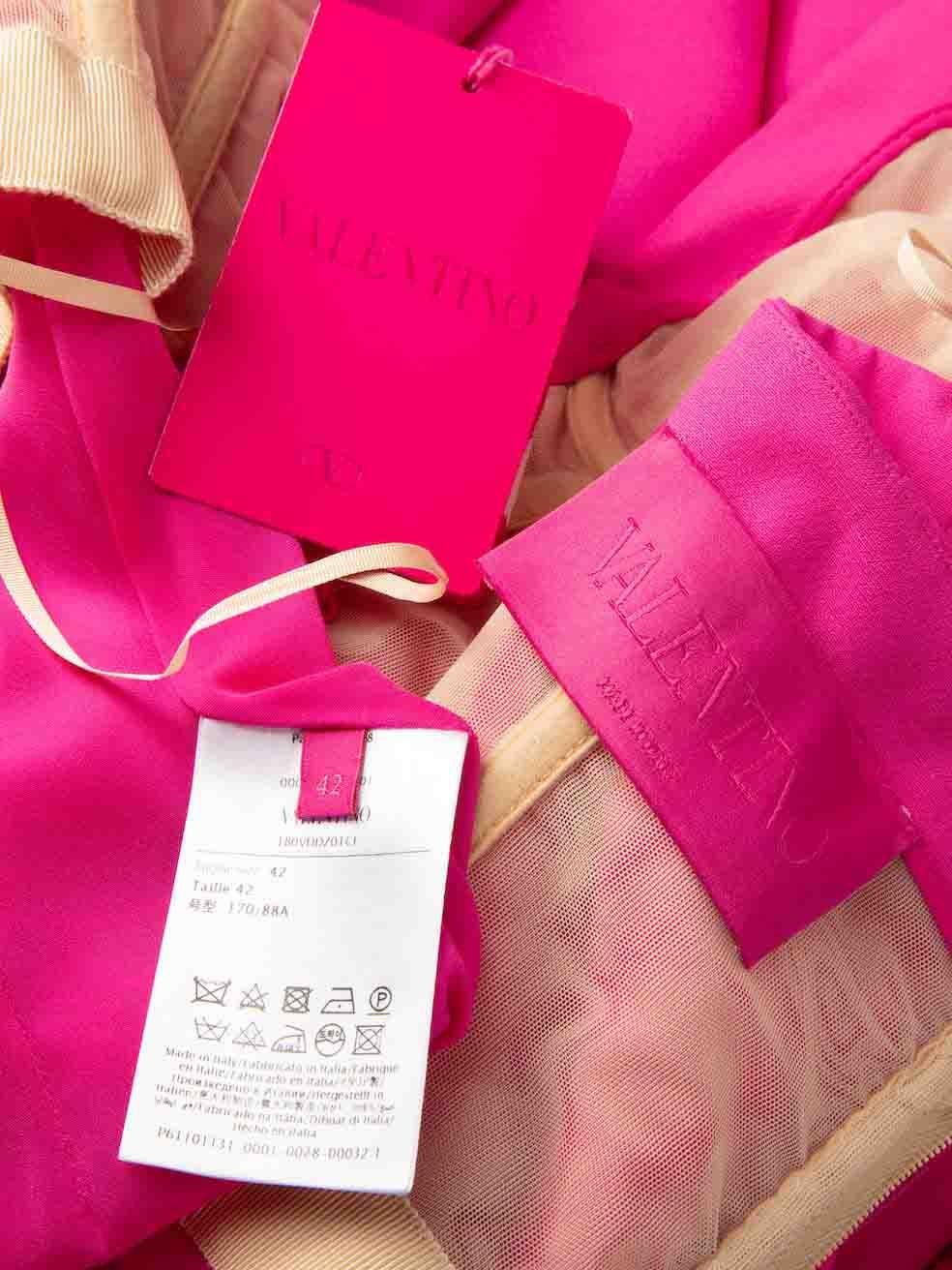 Valentino Garavani Pink PP Notched Neckline Wool Gown Size M For Sale 2