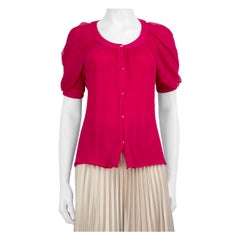 Valentino Garavani Pink Silk Puff Sleeve Blouse Size S