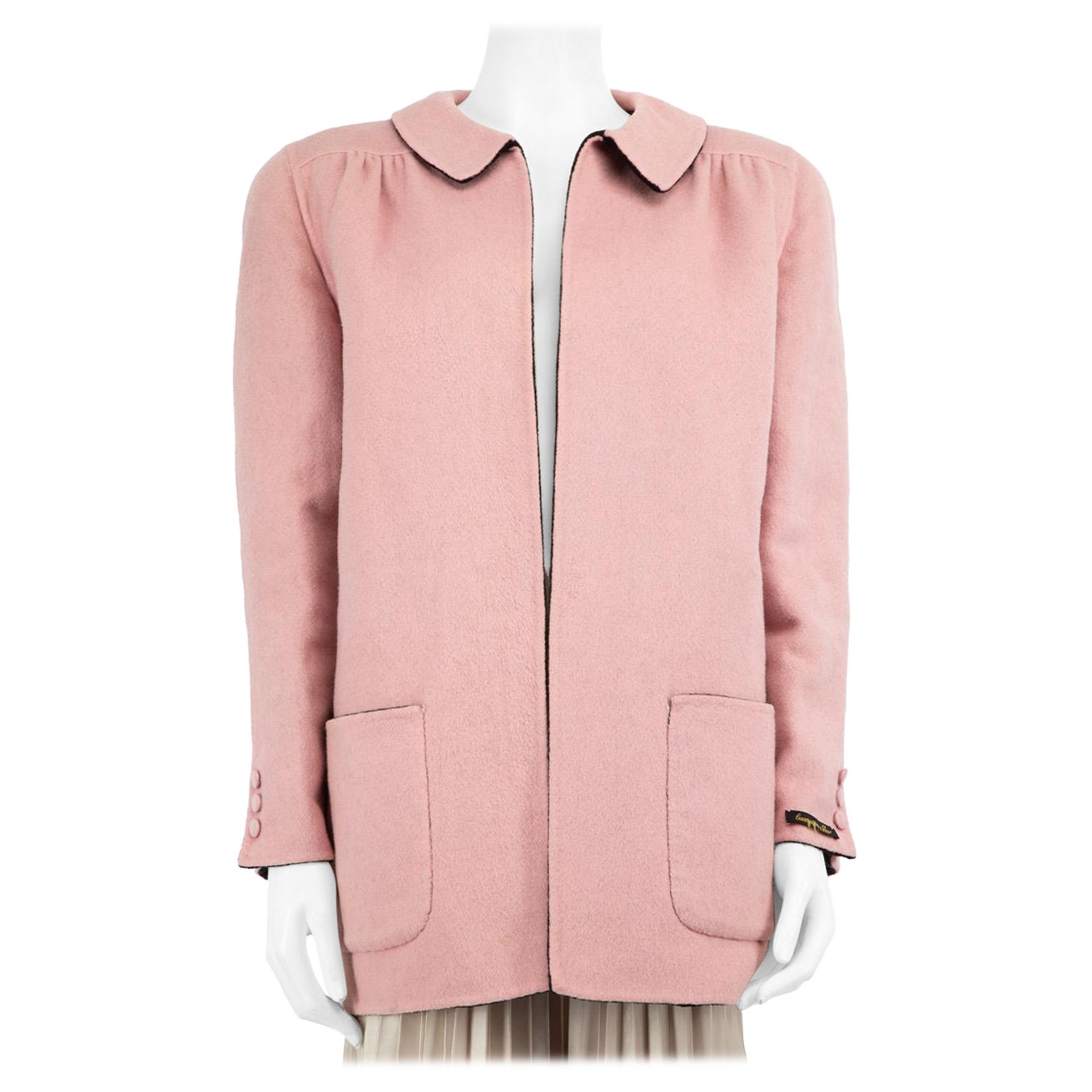 Valentino Garavani Cappotto in lana rosa con dettaglio tasca taglia L. in vendita