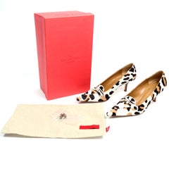 Valentino Garavani Pony Fur Leopard Print Penny Loafer Style Wood Heel Pumps