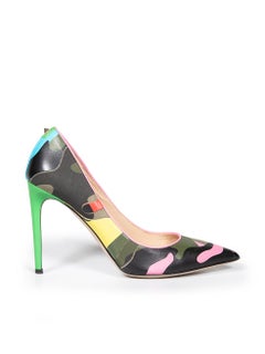 Valentino Garavani Psychedelic Camo Leather Rockstud Pumps Size IT 39