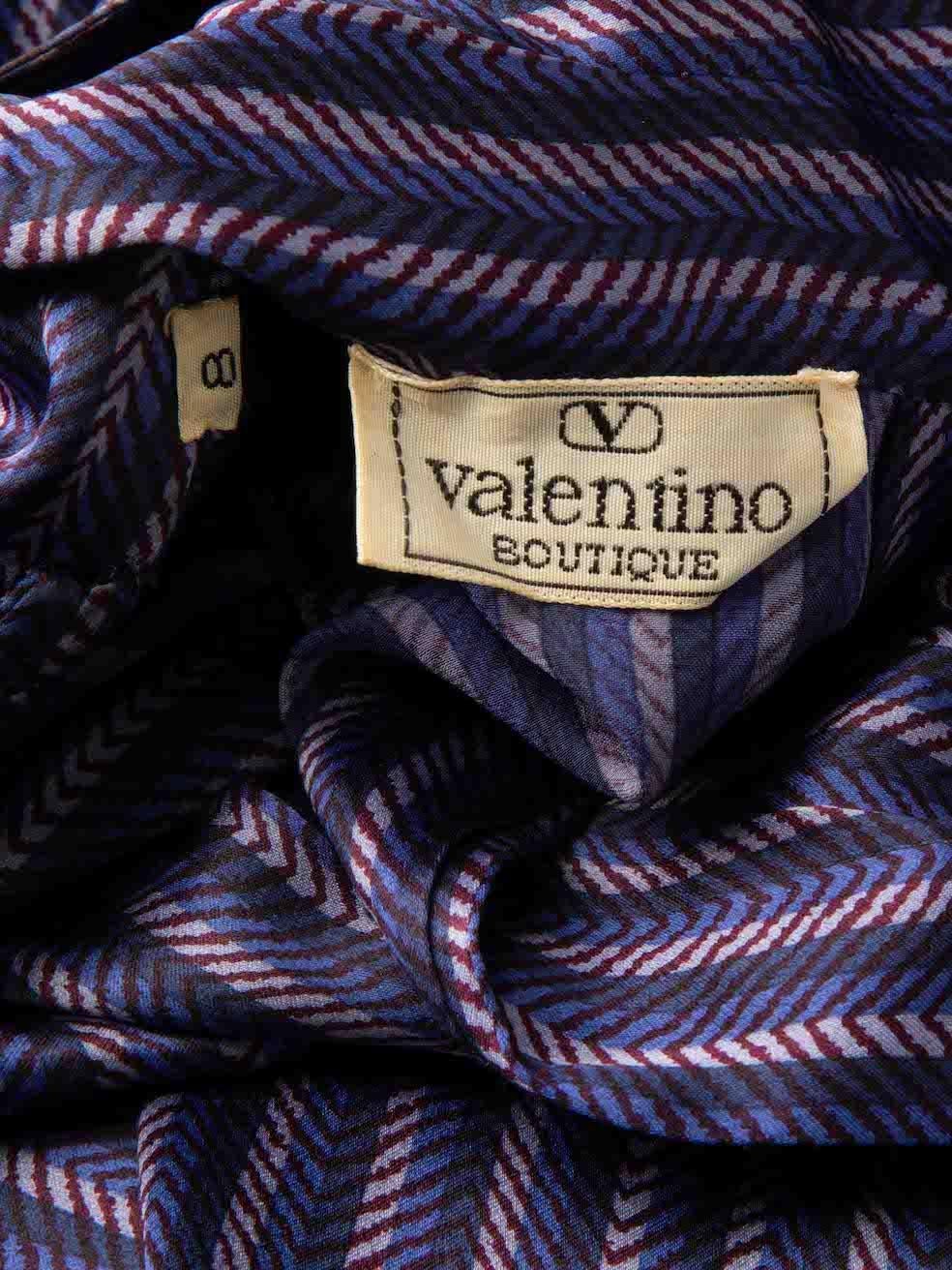 Valentino Garavani Lila gestreifte Bluse mit hohem Ausschnitt Größe L im Angebot 2