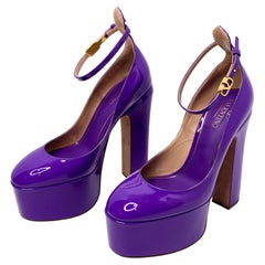 Valentino Garavani Purple Tan-Go Patent Leather Platform Pumps